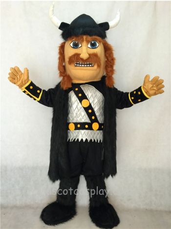 Adult Viking Mascot Costume with Helmet and Black Cloak