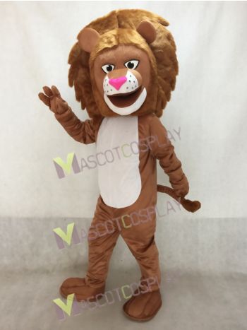 Lion with Long Mane and White Belly Mascot Costume 