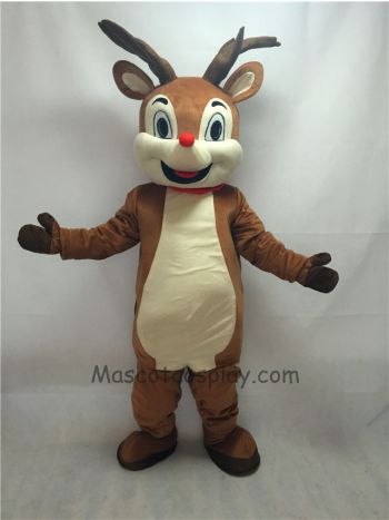 Cute New Red Nose Rudolph Reindeer Mascot Costume 