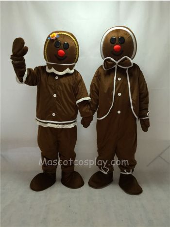 Cute Gingerbread Boy and Girl Mascot Costumes