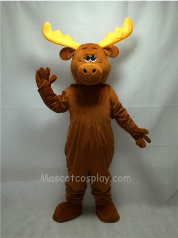 Cute Brown Moony Moose Mascot Costume