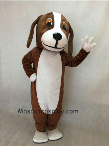Brown and White Basset Hound Dog Mascot Costume