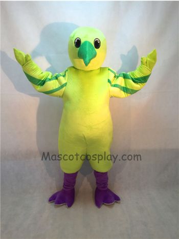 Green Hummingbird Mascot Costume with Purple Feet