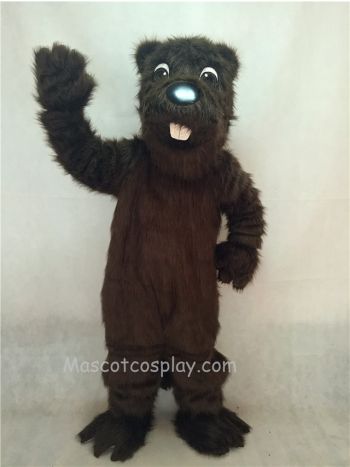 Long Hair Brown Barney Beaver Mascot Costume