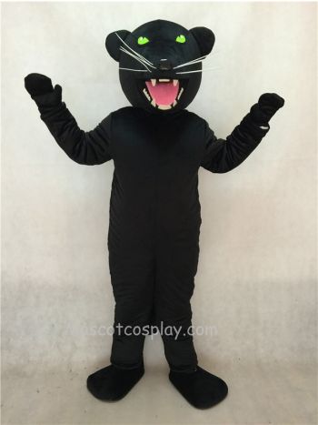 Black Pantera Panther Mascot Costume with Green Eyes