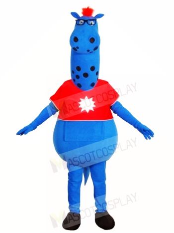 Blue Monster in Red Shirt Mascot Costumes Fantasy