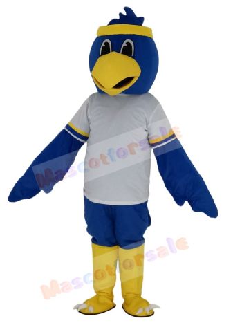 Cute Blue Falcon with White T-shirt Mascot Costume College