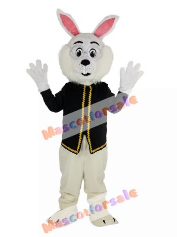 Easter Blue Bunny Rabbit in Black Waistcoat Mascot Costume