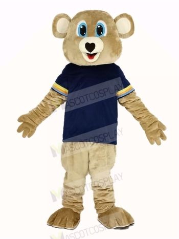 Brown Bear with Black T-Shirt Mascot Costume