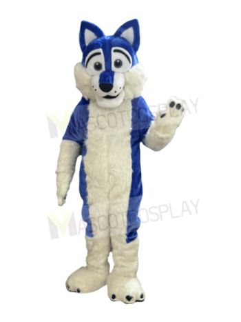 Blue Long-haired Wolf Mascot Costume Animal