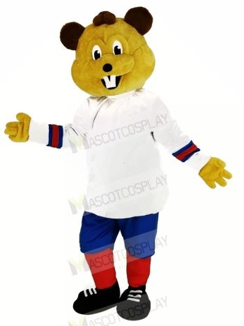 Brown Beaver with White Coat Mascot Costume Animal