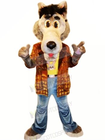 Cool Wolf with Jacket Mascot Costumes Cartoon
