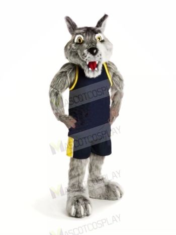Sport Wolf with Black Vest Mascot Costumes Cartoon