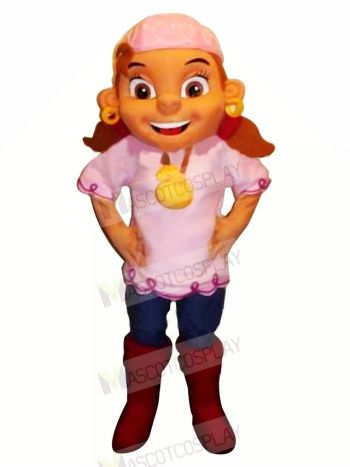 Nice Pirate with Pink Hat Mascot Costume Cartoon	