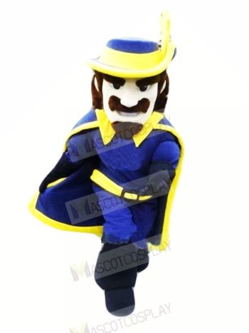 Cavalier in Blue Coat Mascot Costume People	