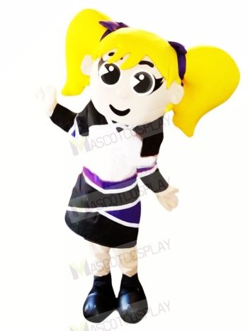 Cheerleader with Yellow Hair Mascot Costume People