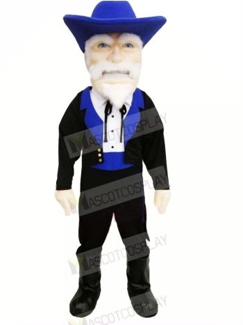 Colonel with Blue Hat Mascot Costume People