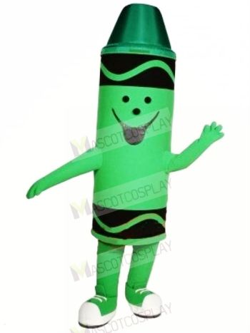 Cute Green Crayon Mascot Costume Cartoon