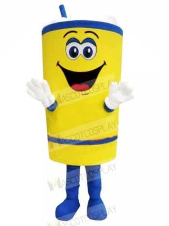 Happy Yellow Cup Mascot Costume Cartoon