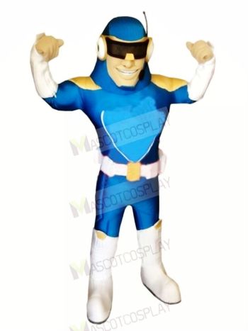 Strong Blue Captain Mascot Costume People