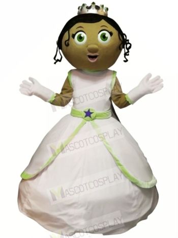 Princess with Green Eyes Mascot Costume Cartoon	