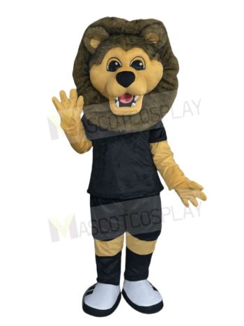 Sport Lion in Black T-shirt Mascot Costume Animal
