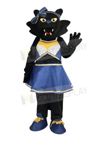 Female Panther in Blue Skirt Mascot Costume Animal