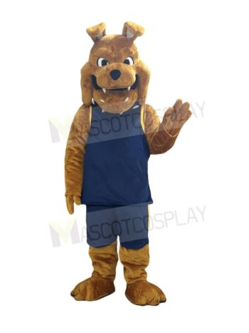 Bulldog in Navy Blue Jersey Mascot Costume