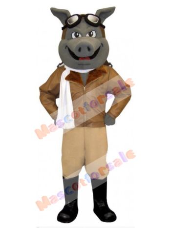 Aviator Pig mascot costume