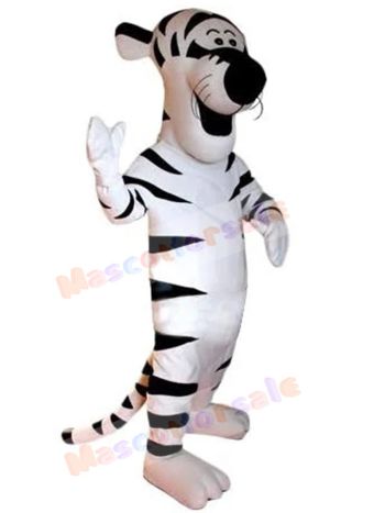 White and Black Tiger Mascot Costume Cartoon
