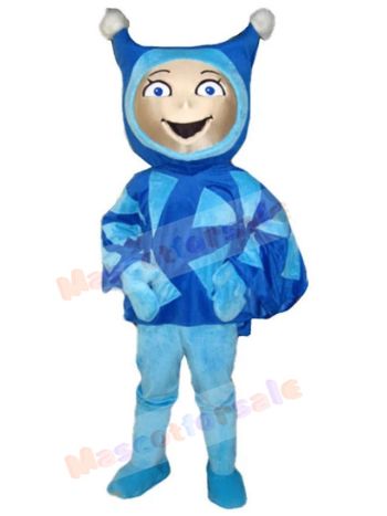 Happy Blue Elf Mascot Costume Cartoon