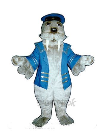 Cute Walrus with Sailor Suit Mascot Costume