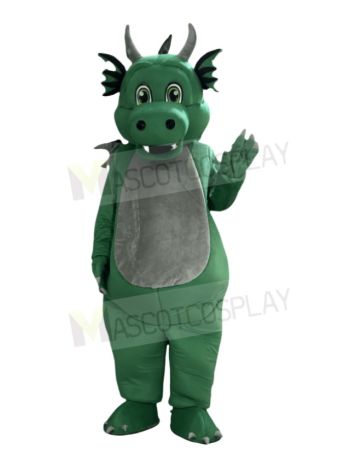Green Dragon with Gray Belly Mascot Costume