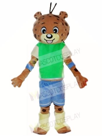 Green Shirt Blue Pants Leopard Panther Mascot Costumes Animal