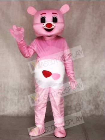 Pink Bear with Red Heart Mascot Costumes Animal