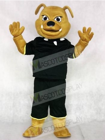 Brown Bulldog with Black Suit Animal Mascot Costumes