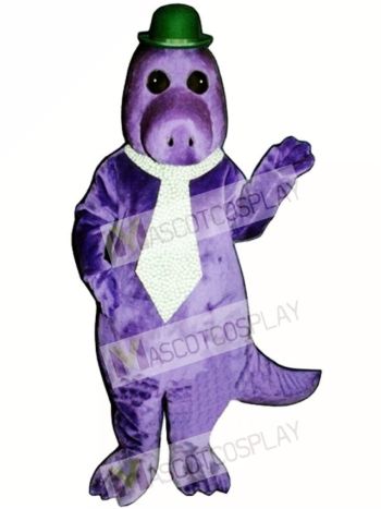 Jake the Saurus with Hat & Tie Mascot Costume