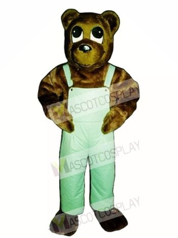 Cute Cutesy Bear with Bib Overalls Mascot Costume