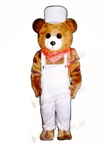 hoo-Choo Bear with Overalls & Hat Christmas Mascot Costume