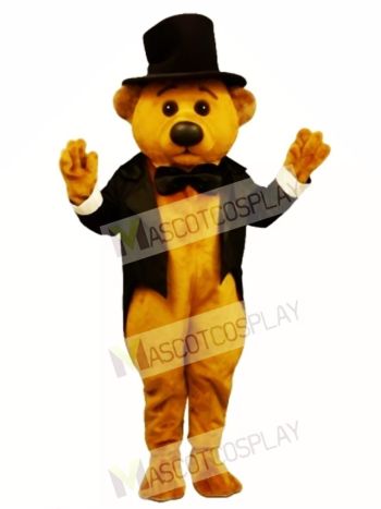 New Sophisticated Bear with Tailcoat & Hat Mascot Costume