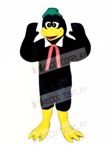 Cute Berry Black Bird with Collar, Hat & Tie Mascot Costume