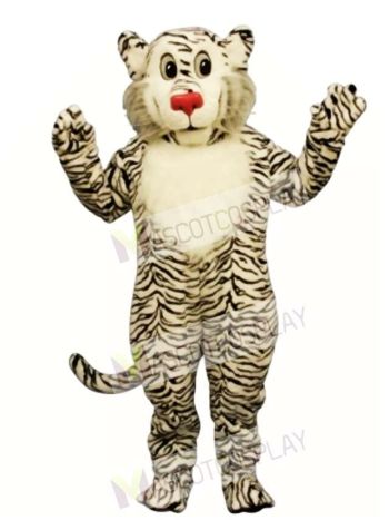 Cute Shy White Lion Mascot Costume