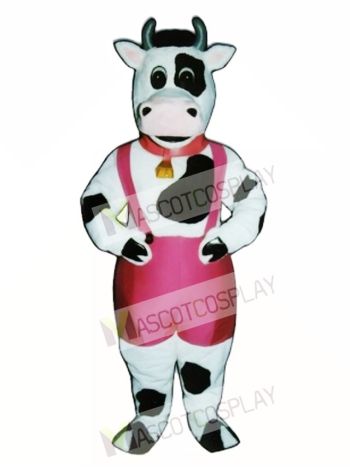 Cute Peter Porterhouse Cow with Paints, Bell & Collar Mascot Costume