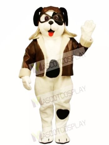 Cute Puppy Dog with Spots & Aviator Outfit Mascot Costume