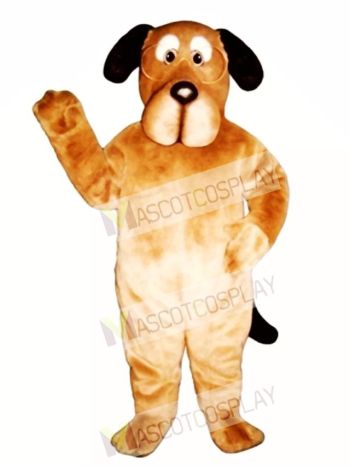 Cute Educated Dog with Glasses Mascot Costume