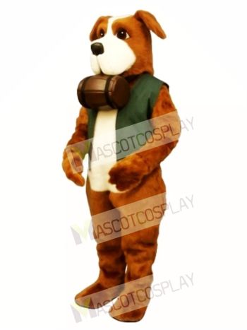 Cute Rescue Rover Dog with Barrel & Vest Mascot Costume