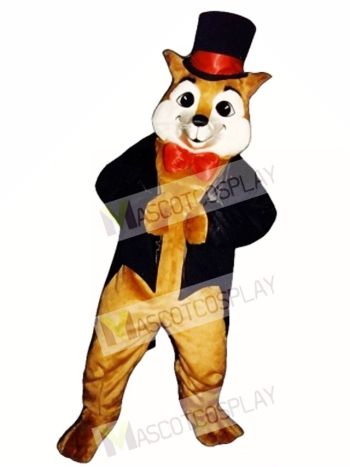 Cute Sly Fox with Hat, Jacket & Bowtie Mascot Costume