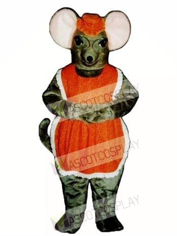 Granny Mouse with Glasses, Hat & Apron Mascot Costume
