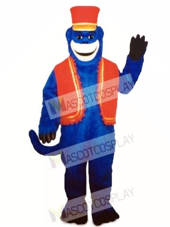 Blue Monkey with Vest & Hat Mascot Costume