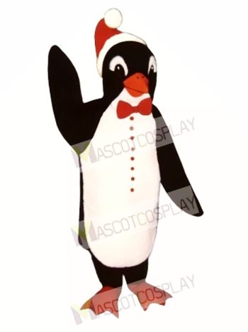 Santa Penguin with Bowtie & Hat Mascot Costume